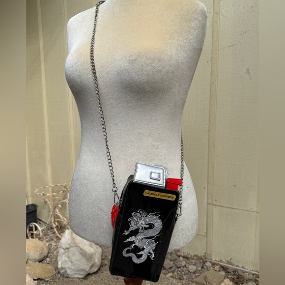 Horoscopez Dolls Kill Black Vinyl Dragon Lighter Mini Shoulder Bag Y2K Rave - Picture 2 of 6